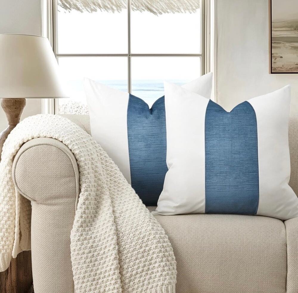 New Kinsey Walsh x Evergrace Velvet Panel Set 2 Pillow Covers 20"x20" Blue Topaz